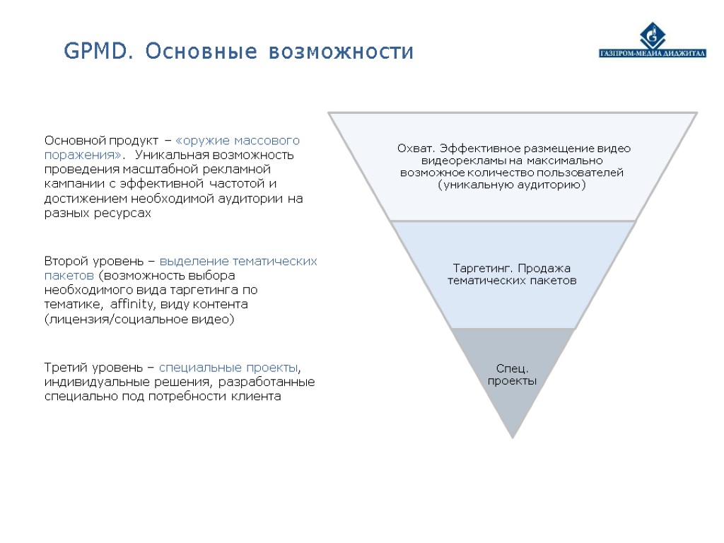 Основной продукт – «оружие массового поражения». Уникальная возможность проведения масштабной рекламной кампании с эффективной